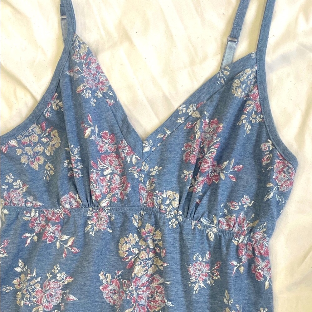 La Vie en Rose Floral Blue Spaghetti Strap Nighty. - Picture 12 of 15
